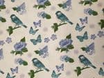 Birds & Flowers fabric UK - Twigs animals Leafs Insects Butterfly wild- Price Per Metre