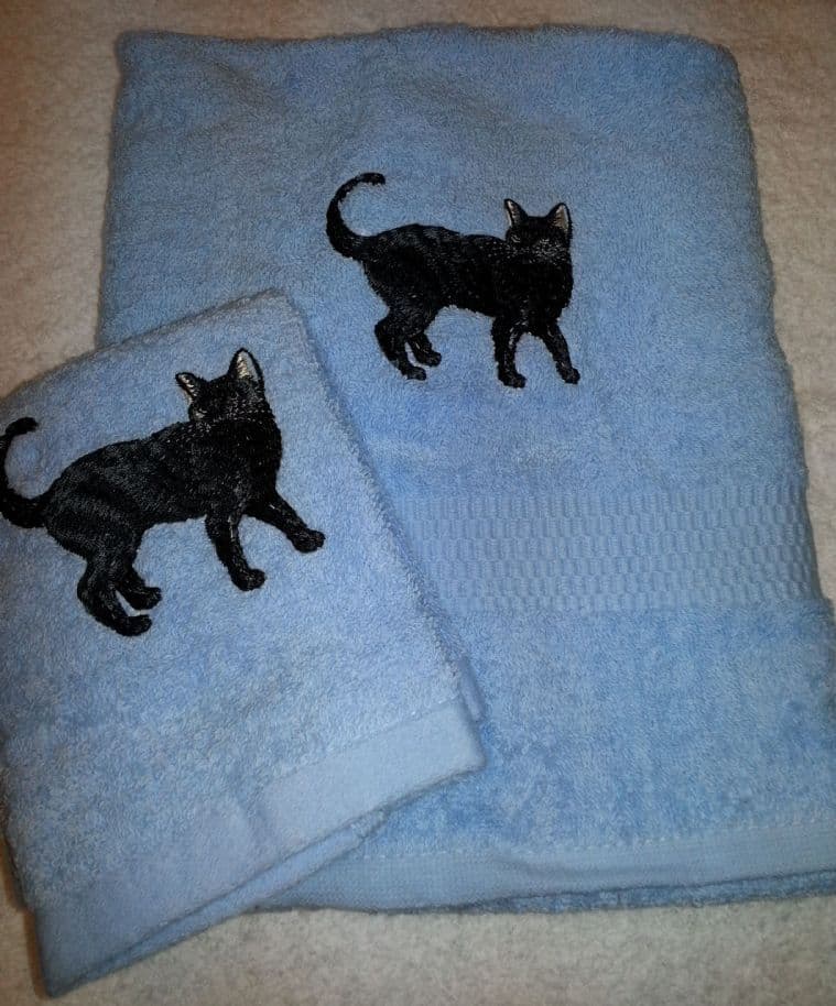 BLACK CAT PERSONALISED TOWEL SET