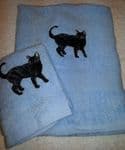 BLACK CAT PERSONALISED TOWEL SET