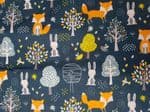 Blue rabbit & fox fabric UK patterned material Fat Quarter - 50cm x 56cm - 100% cotton animals wild