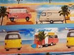 Camper caravan fabric - FAT QUARTER- fabric - 50cm x 56cm - 100% COTTON - surf holiday beach sea