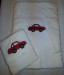 CAR PERSONALISED TOWEL SET - RED
