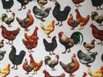 Chicken fabric UK - Barn animals Rooster Hen Coop Farm Farming Roosting - Price Per Metre