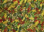 Christmas Berries fabric UK patterned material Fat Quarter - 50cm x 56cm - 100% cotton Green Festive