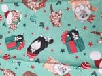 Christmas cats fabric UK patterned material Fat Quarter - 50cm x 56cm - 100% cotton animals pets