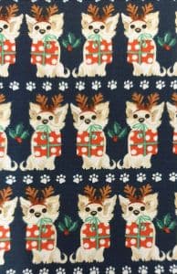 Christmas Dog fabric UK 100% cotton animal presents festive gifts - Price Per Metre