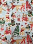 Christmas dogs fabric UK patterned material Fat Quarter - 50cm x 56cm - 100% cotton animals pets