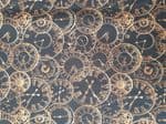 Clock fabric steam punk theme time pieces face hands  50cm x 56cm - 100% cotton