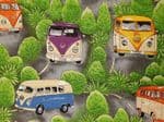Colourful Campervan fabric UK patterned material Fat Quarter - 50cm x 56cm - 100% cotton Car Camping