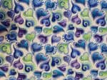 Colourful hearts fabric UK patterned material Fat Quarter - 50cm x 56cm - 100% cotton colourful blue