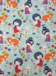 Fairy Woodland Jersey fabric uk 95% Cotton 5% Spandex Foxes Rabbits Nature Fantasy - Price Per Metre