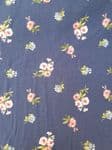 Floral fabric uk 95% Cotton 5% Spandex Plants Flowers Blue Navy Background Red - Price Per Metre