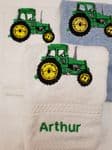 GREEN TRACTOR PERSONALISED FACE CLOTH