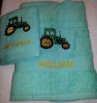 GREEN TRACTOR PERSONALISED TOWEL SET