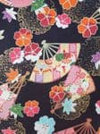 Japanese Fans fabric uk 100% Cotton Colourful Multi-coloured Floral Flowers Leafs - Price Per Metre