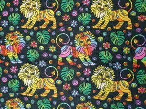 Lion fabric UK colourful material sold by metre animals jungle - Price Per Metre