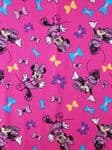 Minnie Mouse Jersey fabric uk 95% Cotton 5% Spandex Colourful Disney Bow ties Pink - Price Per Metre