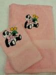 PANDA AND FLOWER PERSONALISED TOWEL SET - Animals