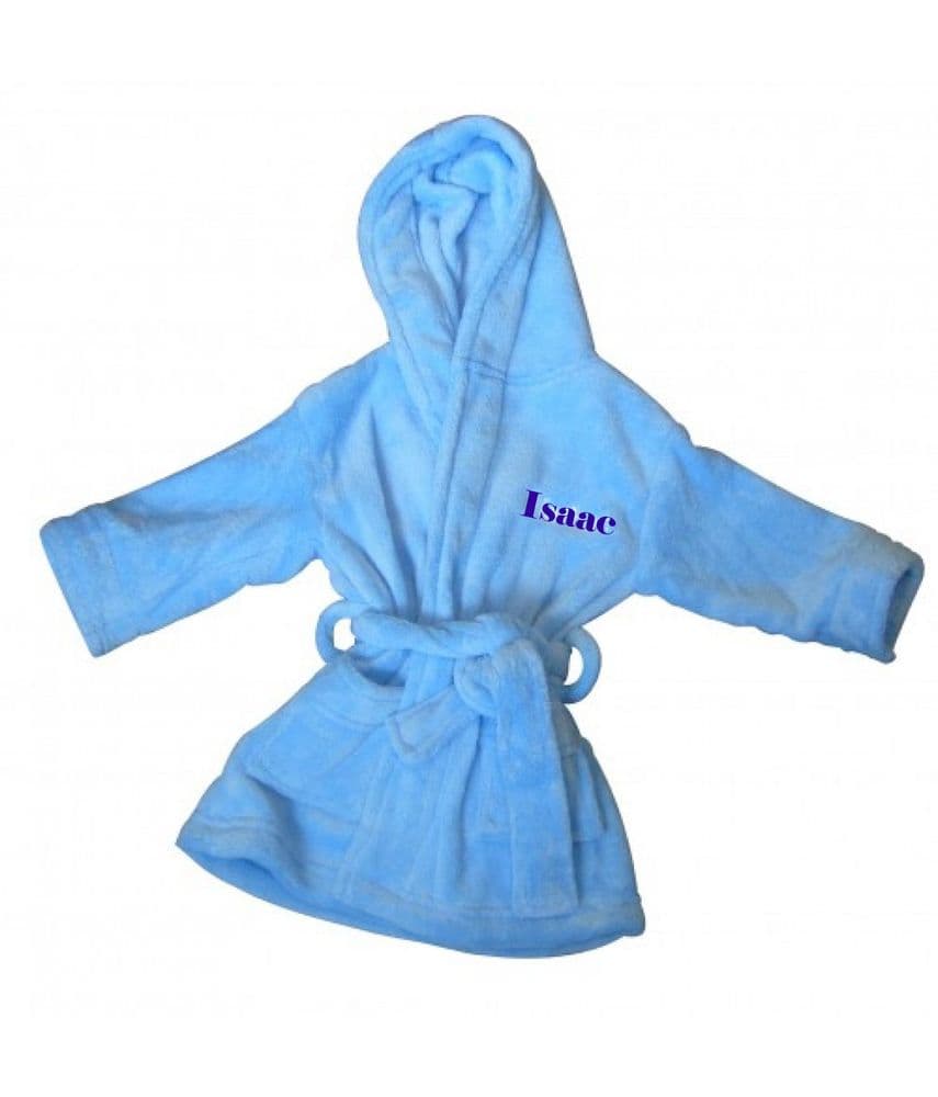 PERSONALISED BABY DRESSING GOWN/ROBE pale blue