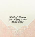 Personalised embroidered hankies -  Maid of honour Message of your choice bridesmaid ladies women's