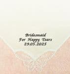 Personalised embroidered hankies -  Maid Sister Message of your choice bridesmaid ladies women's