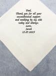 Personalised handkerchief men's Dad wedding hankie by my side gifts short message thank you for all