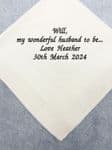 Personalised handkerchief men's Dad wedding hankie husband gifts short message thank you