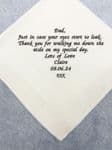 Personalised handkerchief men's wedding hankie Dad gifts short message loving tears