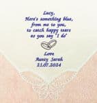 Personalised Ladies wedding handkerchief something blue bride bridesmaid successful marriage