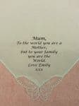 Personalised Mother's day embroidered hankies -  You are the World - Message of Your Choice