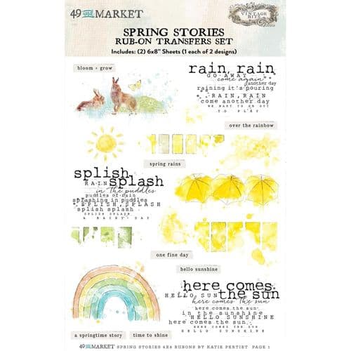 49 And Market Vintage Bits Rub On Transfers Set 6" x 8" - Spring Stories
