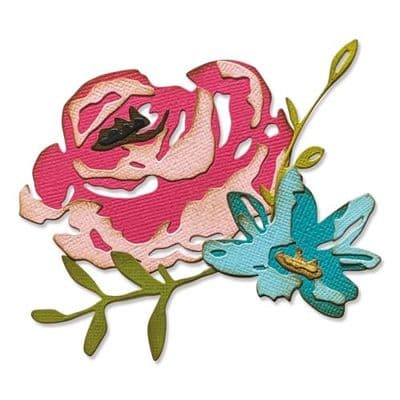 665849 - Sizzix Thinlits Die Set 4PK - Brushstroke Flowers #4 by Tim Holtz