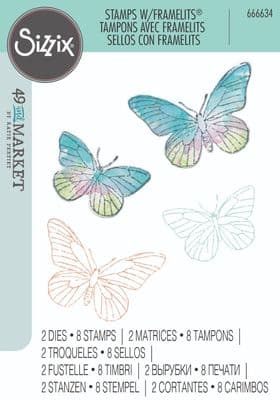 66663 -Sizzix™ A5 Clear Stamps Set 8PK w/2PK Framelits Die - Painted Pencil Butter by 49 and Market