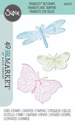 666633 -Sizzix™ Framelits Die Set 3PK w/3PK Stamps - Engraved Wings by 49 and Market