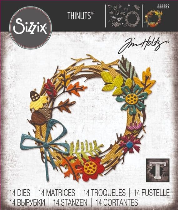 666682 - Sizzix® Thinlits® Die Set 14PK  Vault Foliage Wreath by Tim Holtz