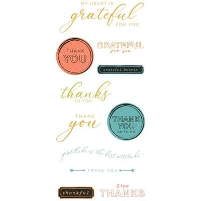 666708 Sizzix Clear Stamps 11PK w/4PK Framelits Die - Thankful Sentiments by 49 and Market