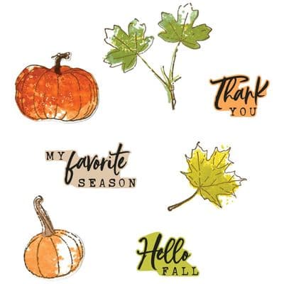 666709 Sizzix A5 Clear Stamps 16PK w/7PK Framelits Die - Pencil Line Harvest by 49 and Market
