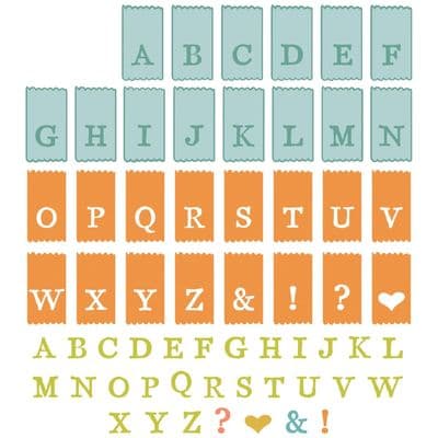 666712 Sizzix™ A5 Clear Stamps 60PK w/10PK Framelits Die - Tab Stamp Alpha by 49 and Market