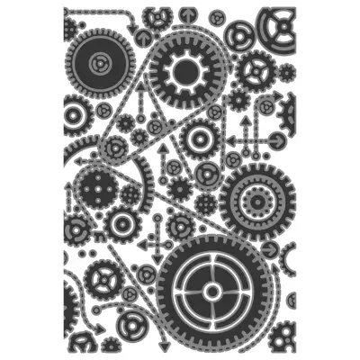 666866 Sizzix® Multi-Level Textured Impressions Embossing Folder - Vault Gears by Tim Holtz