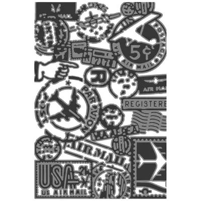 666869 Sizzix® Multi-Level Textured Impressions Embossing Folder - Vault Airmail by Tim Holtz