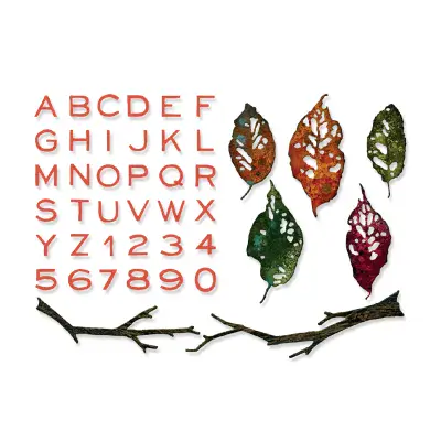 666914  - Sizzix Thinlits Die Set 43PK Vault Leaves + Sticks by Tim Holtz