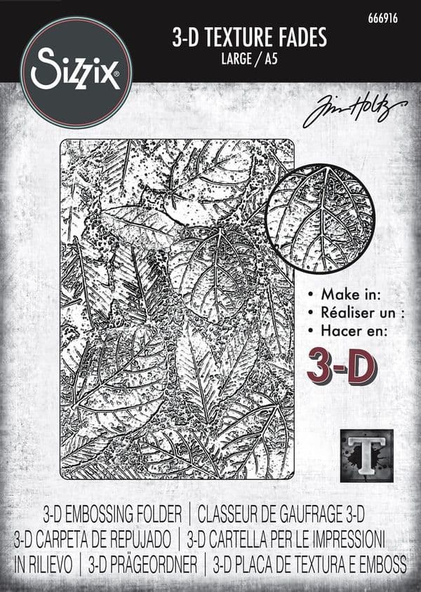 666916 Sizzix® 3-D Texture Fades Embossing Folder - Foliage Large/A5 by Tim Holtz