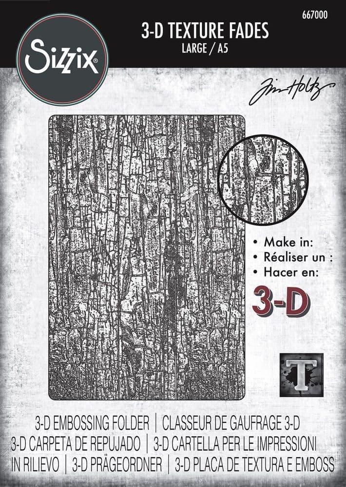 667000 Sizzix® 3-D Texture Fades Embossing Folder - Cracked Large/A5 by Tim Holtz