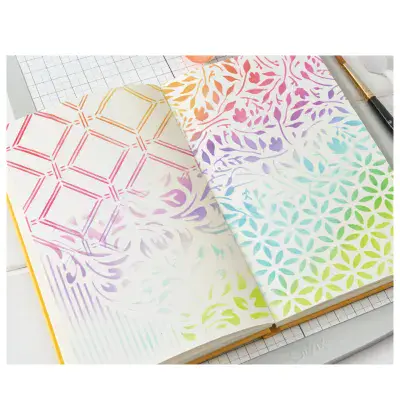 667004- Sizzix™ Studio Layered Stencils 4PK - Backgrounds by Willow Wolfe