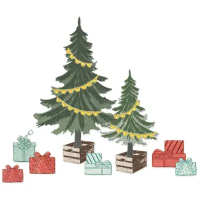 667013 Sizzix Clear Stamps Set 17PK w/15PK Framelits® - Trees and Trinkets by 49 and Market