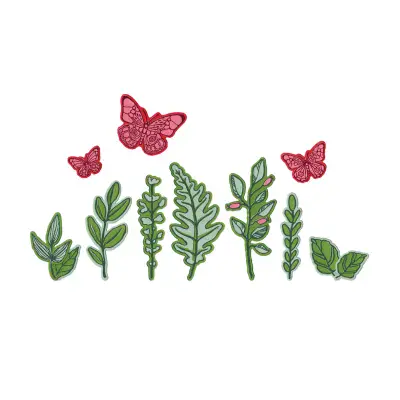 667075 -Sizzix Clear Stamps Set 12PK w/26PK Framelits Die - Greenery Layers #1 by Vicki Boutin