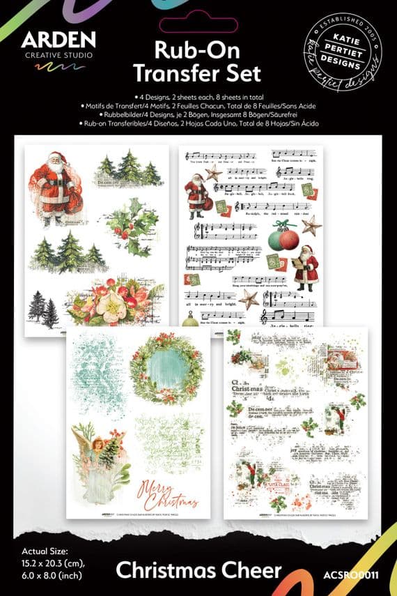 Arden Creative Studio Christmas Cheer 6in x 8in Rub-On Transfer Set