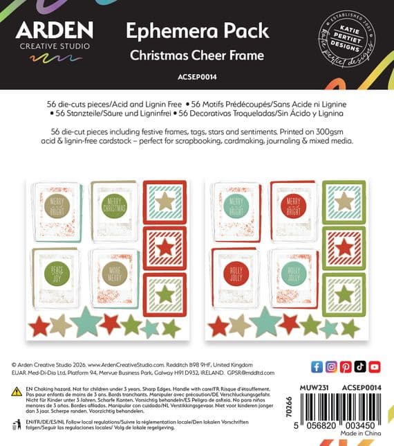 Arden Creative Studio Christmas Cheer Frame Ephemera Pack