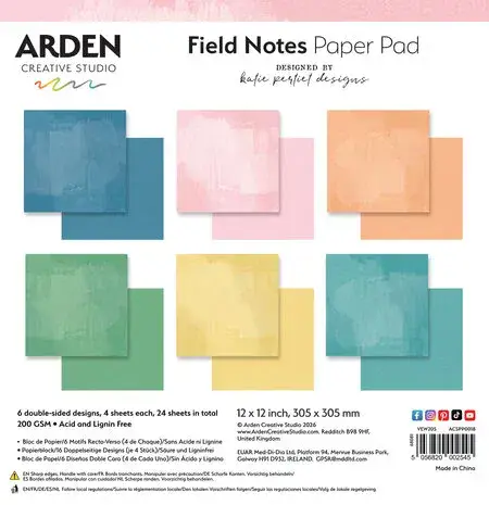 Arden Creative Studio - Field Notes Solids 12x12 Inch Paper Pad