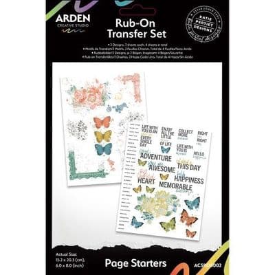 Arden Creative Studio, Katie Pertiet Page Starters Collection 6in x 8in Rub On Transfer Set